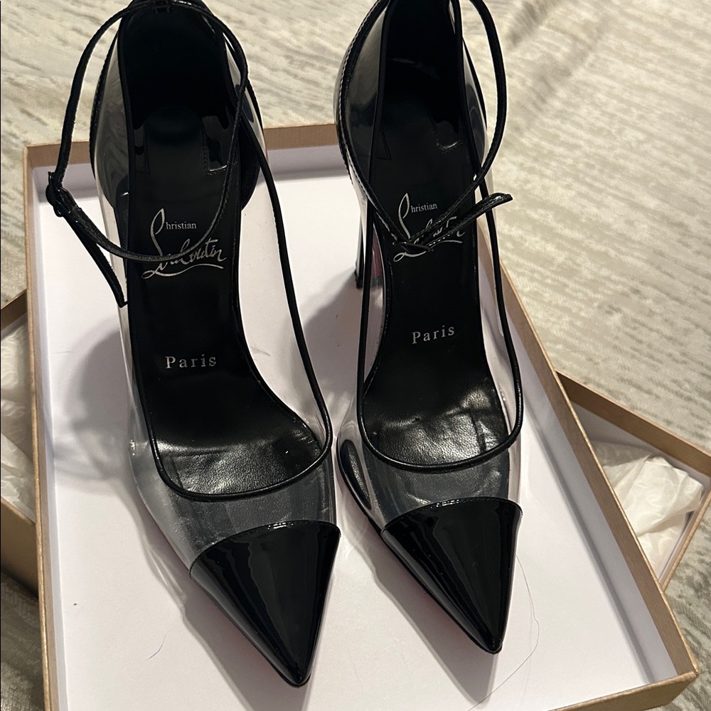 Christian Louboutin Black Patent Heels with Studded Detail - Picture 2 of 9